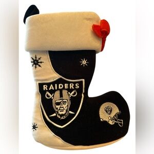 Vintage OAKLAND RAIDERS Christmas Stocking Beanbag Bottom NFL Football